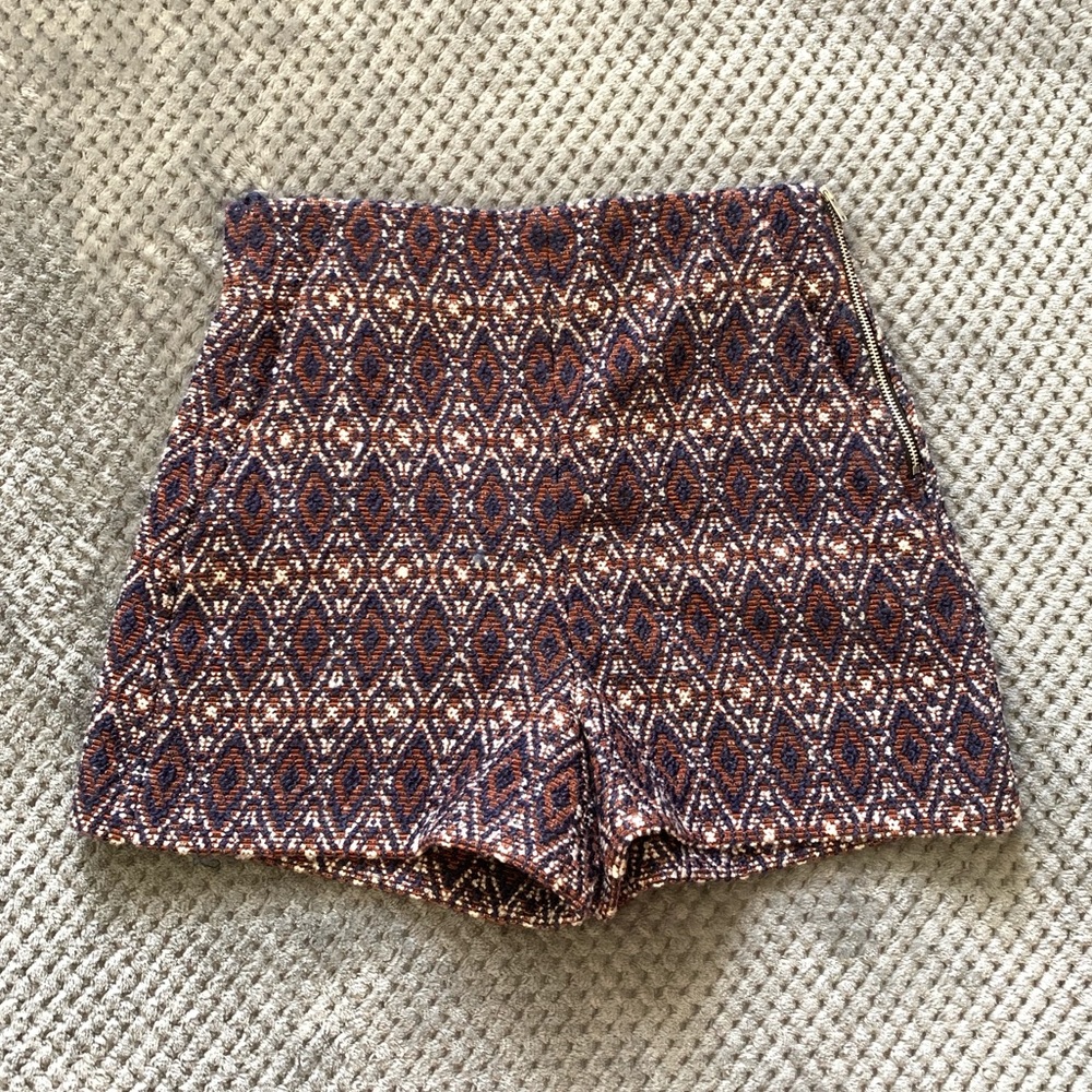 ZARA women's BOHO Print High Rise Shorts S